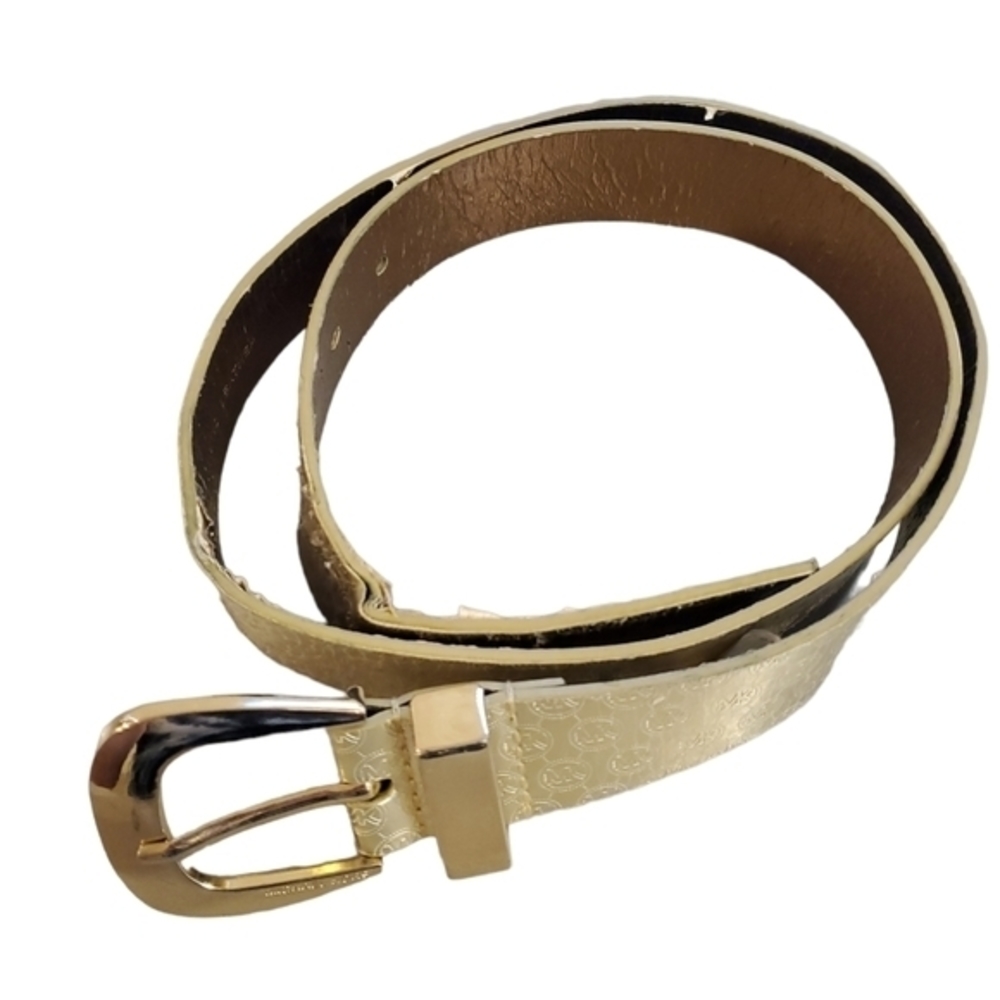 Michael Kors Women’s Gold Mirror Synthetic Leather Belt‎
